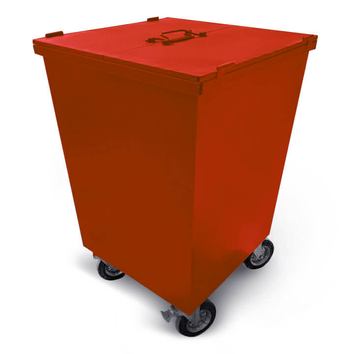 Контейнер КСТ металевий для ТПВ з кришкой та колесами 750 л червоний